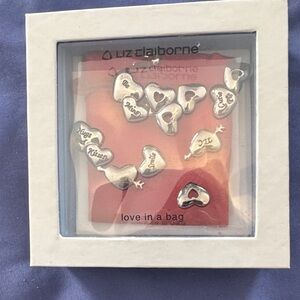 Liz Claiborne Silver Heart Charms Set